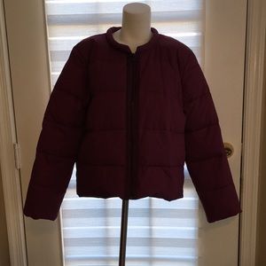 Kate Spade Saturday Burgundy Puffer BOMBER TYPE Coat EUC